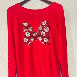 Disney Sparkling Red Sweater with Bow